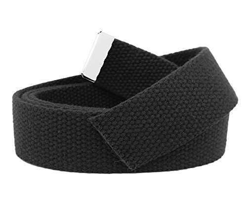 Replacement Canvas Web Belt 1.25 Military Width Silver Tip Large Black