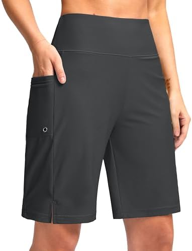G Gradual Women's 9" Long Swim Board Shorts with Pockets