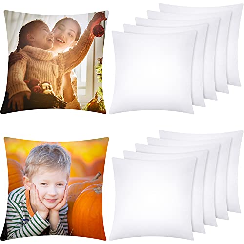 Aneco 12 Pack Sublimation Pillow Cases White Cushion Covers Blanks Pillow Covers Heat Transfer Pillow Covers Polyester Peach Skin Throw Pillow Covers (17.7 x 17.7 inches)