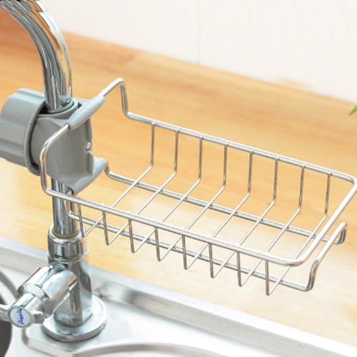 Suporte Pia Cozinha Organizador Com Fixação Na Torneira Ajustável Aço Inoxidável Armazenamento Deter