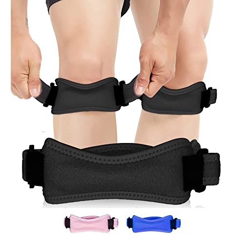 FEVAN Pack 2 Rodilleras Ajustable para Menisco y Ligamento, de Neopreno - Rodilleras Rotulianas Antideslizantes - Unisex - para Crossfit (Negro)