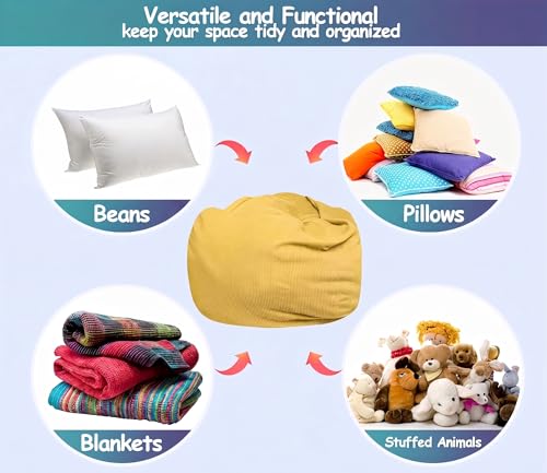Image of Stuffed Animal Bean Bag Storage Chair Cover (No Filler) Soft Washable Stuffable Removable Premium Organizing Plush Toys Comfortable Organizer Keep Clutter with Premium Zipper Adults (Green, Medium)