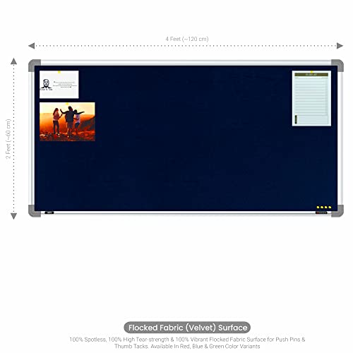 Image of Scholar Art Metis 2x4 Feet Fabric Pin-up Notice Board for Study Table & Kids Room | High Strength Velvet Cloth + High Density Soft Board for Pinning Photos, Sticky Notes & Reminders (Dark Blue)