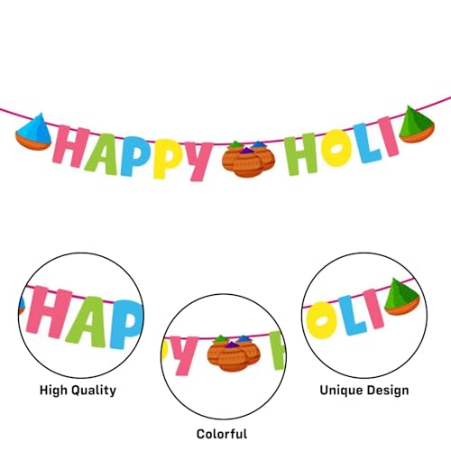 Image of Party Propz Holi Decoration Items for Home - 63 Pcs Holi Props for Decoration, Unique Banner and Swirls Set, Complete Party Decor Kit for Home, Office, Vibrant and Eye-catching Design (Cardstock)