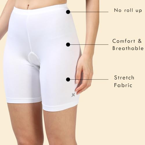 Image of Lavos Women Under Dress Sports Cycling Shorts, Bamboo Cotton Activewear Yoga Gym Workout Anti-Bacterial Uniform, Elastic Mid Waist Shorties Tights for Womens and Young Ladies