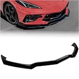 Front Bumper Lip Splitter Compatible with 2020-2026 Corvette C8 Stingray Z51, Gloss Black Air Dam Spoiler Lower Chin 3Pcs Fits, Protection Body,OEM #84869770