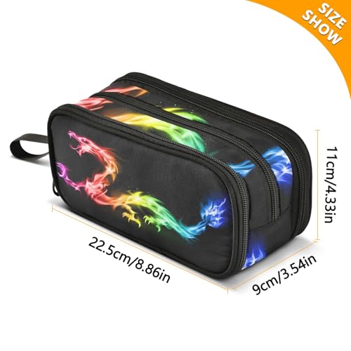 Image of Bolaz Fire Rainbow Dragon Pencil Case Large Capacity Pen Bag with Compartment Students Stationery Organizer Pencil Pouch Marker Case for School Office Work