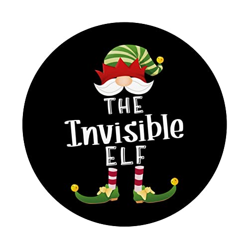Invisible Elf Group Christmas Funny Pajama Party PopSockets Swappable PopGrip, Black - Image 3