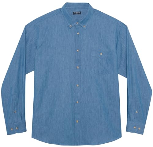 Double Pump Big and Tall Denim Shirt for Men Long Sleeve Button Down Shirts Mens Work Shirts from XXL(T) to 6XL(T)