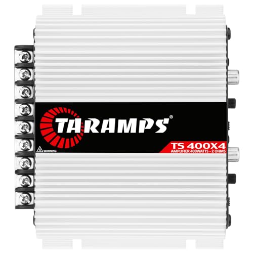 Taramps TS 400x4 White with Automatic High Level Input 400 watts RMS 4 Channels Full Range Car Audio Amplifier RCA Input Class D 2 Bridged Channels Multichannel Amplifier System.
