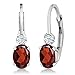 Gem Stone King Drop Leverback Earrings for Women | 925 Sterling Silver | Gemstone Birthstone and White Created Sapphire | Oval 6X4MM and Round 2MM | 3/4 Inch