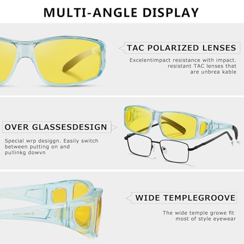 kimorn Night Vision Driving Glasses Fit Over glasses for Men Women Anti Glare Polarized Nighttime Glasses Yellow Lens4