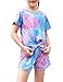 Arshiner Teen Girls Short Set Cotton Tie Dye Short Sleeve Crop Top and Short Clothing Set Trendy 2 Pieces Outfits 10-12 Years