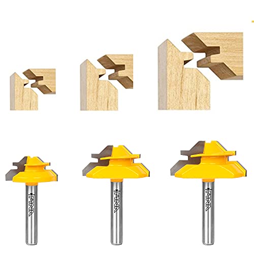 MNA 45 Degree Lock Miter Router Bit 3-piece Set, for 1/2”, 5...