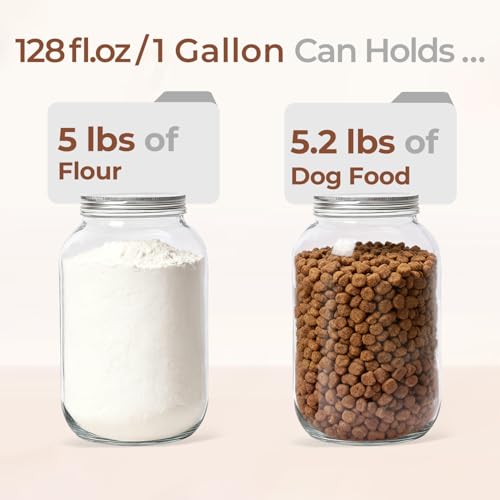 Image of ComSaf 1 Gallon Wide Mouth Mason Jars 2 Pcs, 128 oz Glass Jars with Lids, Flour Sugar Storage Containers, Large Glass Containers for Pickles, Fermented Food, Sourdough Starter, Food Storage