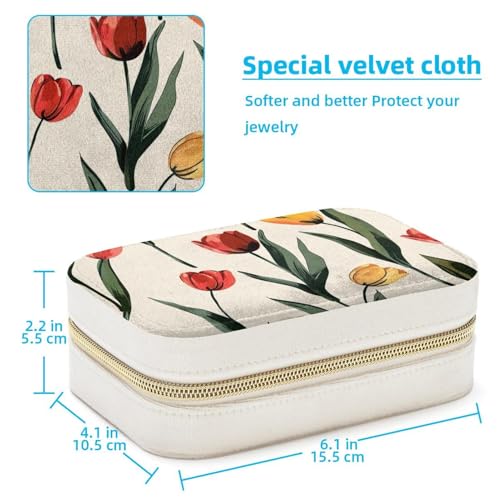 Boîte à bijoux portable tulipe pour bague et collier femme - 5