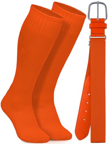 Image of Baseball Socks and Belt Set Cotton Youth Softball Socks for Boys Girls