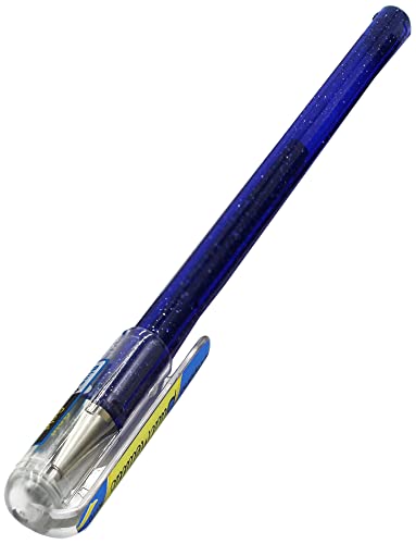 Pentel Hybrid K110 - Bolígrafo de punta redonda de gel líquido, color azul y dorado metálico (3 unidades)