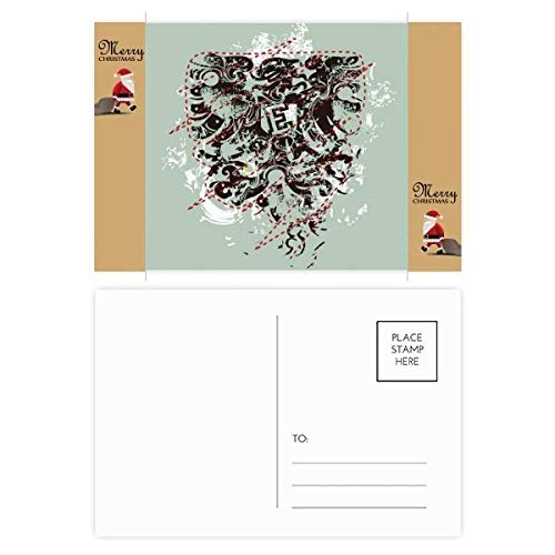 Cartes postales de remerciement graffiti street Père Noël au motif abstrait coloré