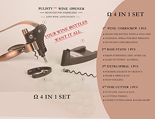 Pulisty Bunny Wine Bottle Opener Set With Stand ( Gold Or Silver ) ,3 Options + Bundles. Corkscrews For Wine Bottles , Screwpull Wine Opener Set , Wine Corkscrew Wine Opener , Easy Wine Opener Manual #TOP2