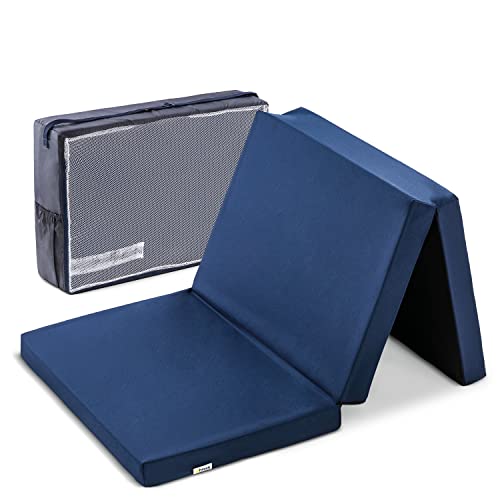 Hauck Sleeper Reisebett-/Schaumstoff Matratze, 60 x 120 cm, 6 cm hoch, 3 teilig zusammenklappbar, faltbar, waschbar, inkl. Transporttasche, navy blau