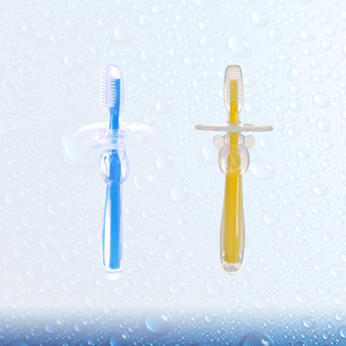 Conjunto de escova de dentes de silicone para bebês, escova de dentes para bebês, escova de dentes d