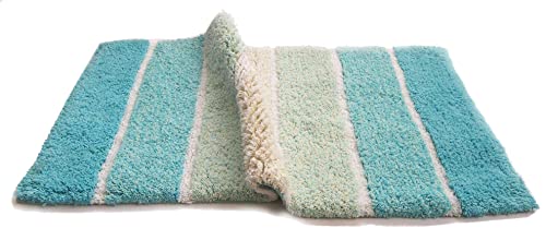 Chardin Home Cordural Stripes Bath Mat, Set Of 2 Bath Rugs (17 Inches X24 Inches & 21 Inches X34 Inches) | Non Slip Bathroom Rug, Machine Washable, Plush, Highly Absorbent | Aqua Turquoise Ombre #TOP5
