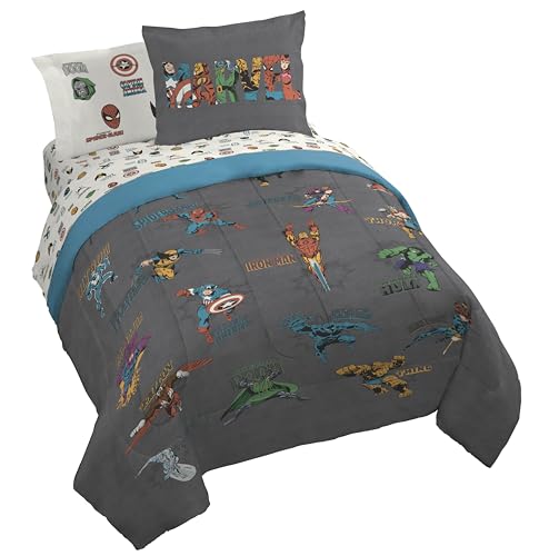 Image of Marvel Comics Avengers Queen Comforter Set 7 Piece Soft Bedding, Gray