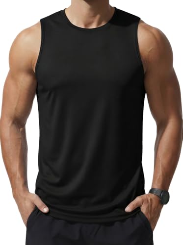 MAGCOMSEN Tanktop Herren Sommer Achselshirt Gym Muskelshirts Leicht Ärmellos Quick Dry Sport T-Shirt Unterhemd Muscle Shirt Schwarz L
