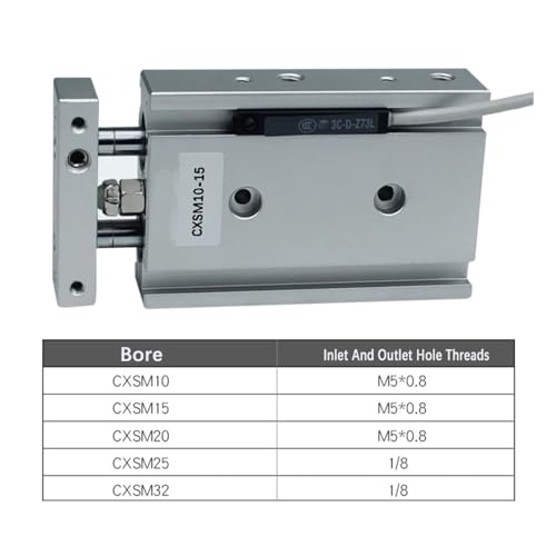 Vérin pneumatique double tige avec course de 125mm anti-rotation