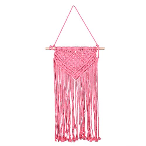 Tapisserie suspendue en corde de coton rose pour chambre et salon cosy
