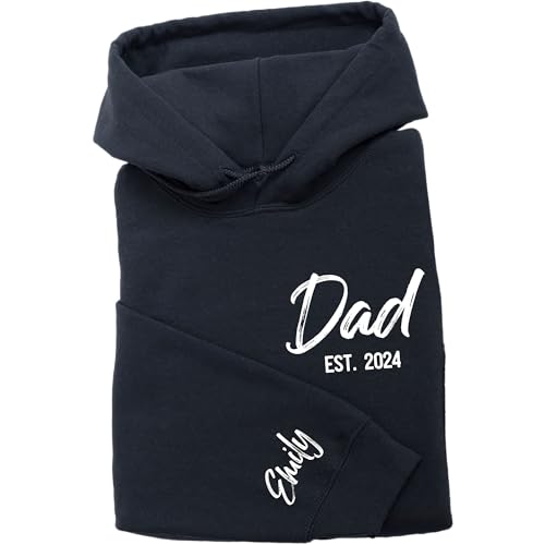 Custom Dad Hoodies and Crewneck Sweatshirt with Kids Names on Sleeve Customized Hoody for Dad Gift Dad Birthday Gifts Boy Daddy Girl Personalized New Dad Men Multicolor2