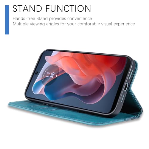 Image of Wallet Case for Motorola Moto G Play 5G (2024) 6.5 inch - Moto G 5G 2024 Flip case, PU Leather Strong Magnetic Folio Phone Cover with Card Holder Slots, Green