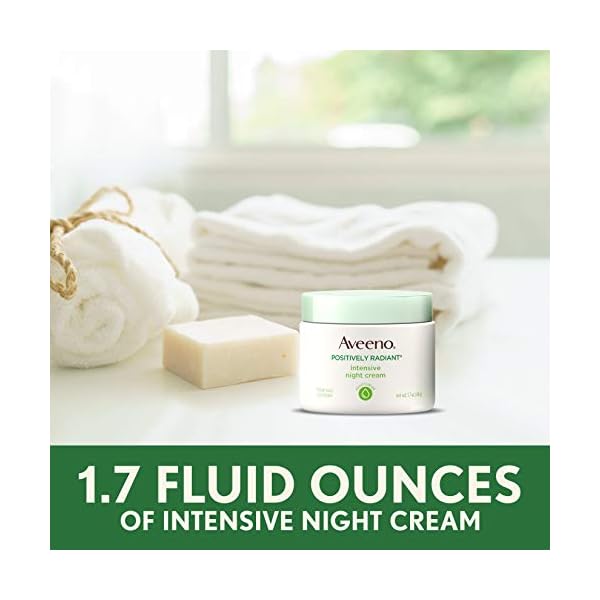 Aveeno-Positively-Radiant-Intensive-Moisturizing-Face-Neck-Night-Cream-for-Tone-Texture-Total-Soy-Complex-Vitamin-B3-Oil-Free-Hypoallergenic-17-oz Aveeno Positively Radiant Moisturizing Face & Neck Night Cream with Tone Correcting Soy & Niacinamide, Night Cream Targets Dull Skin & Evens Skin Tone & Texture, Hypoallergenic, 1.7 oz