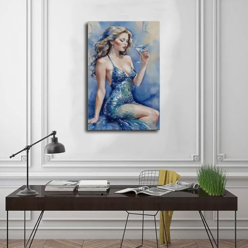 Impression sur toile B. Collins The Tipsy Mermaid : cadre décoration murale