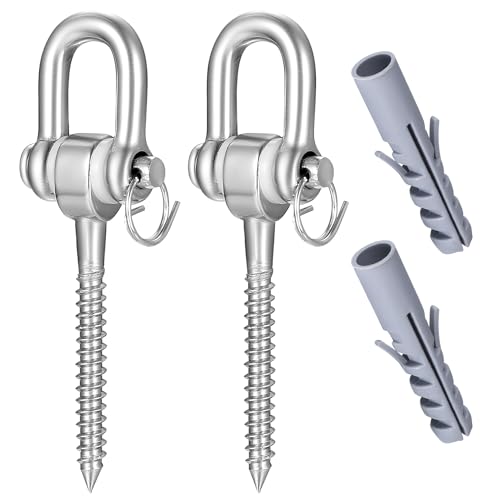 ANBEEISS 2 Pcs Ganchos para Columpios de Techo, Ganchos de Techo de Acero Inoxidable de 180° Rotación, Soporte Silla Colgante Fijación para Hamacas de Yoga Porches Saco de Boxeo, 800 kg Capacidad