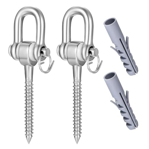 ANBEEISS Deckenhaken 200kg Set (2 Stück) aus 304 Edelstahl - Inkl. Kunststoff-Dübel für Hängesessel, Schaukelhaken, Klimmzugstange, Lampen & Deko