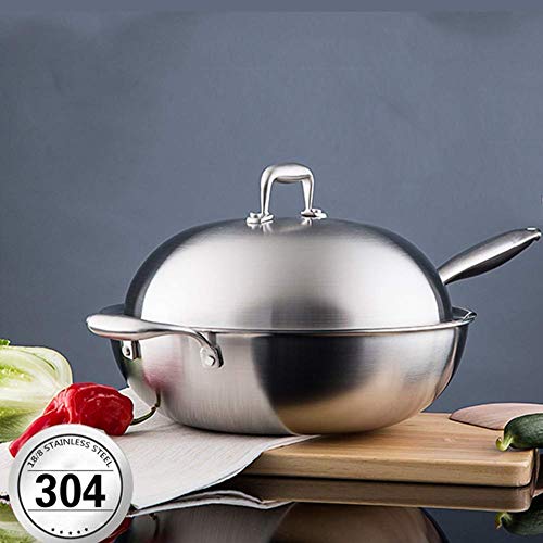 Wok de acero inoxidable con tapa y mango miniatura 2