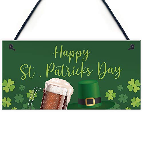 Red Ocean Happy St Patricks Day Decorations Hanging Sign Novelty Gift Irish Blessing Sign