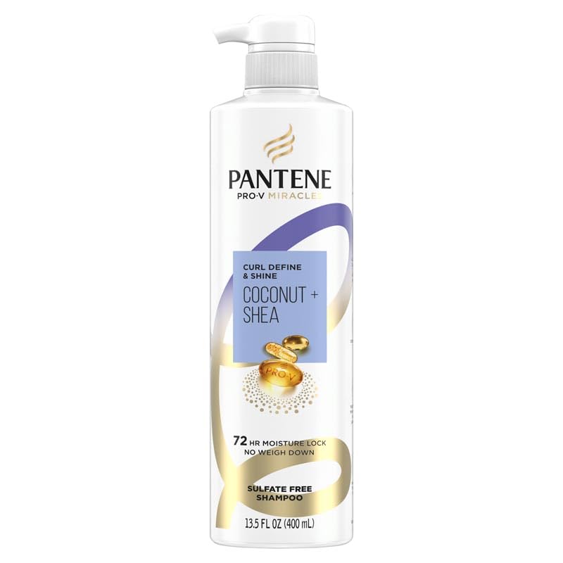 Pantene Curl Define & Shine Coconut + Shea Sulfate-Free Shampoo, 13.5 Ounce