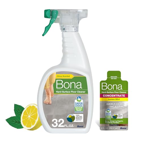 Image of Bona Multi-Surface Floor Cleaner Spray - 32 fl oz - Lemon Mint - Includes Filled Bottle + Concentrate Refill for Multi-Surface Floor Cleaning