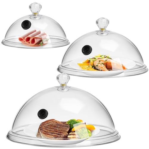 Jucoan 3 Pack Smoking Cloche Dome Covers 6/8/10 Inch Clear Acrylic Dome for Smoking Gun Smoker Infuser Accessories for Food & Cocktails Fit for Bowls Plate