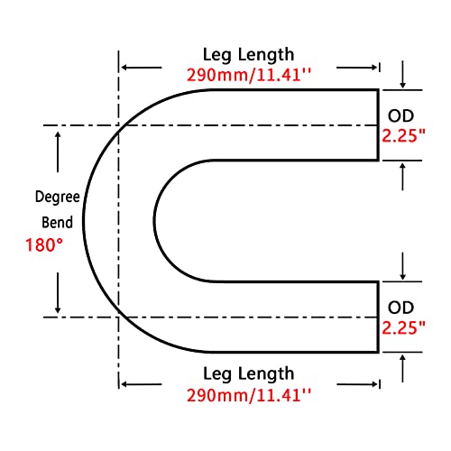Image of 2.25 Inch 180 Degree DIY Custom Mandrel Exhaust Pipe Tube Pipe, T304 Stainless Steel, Universal Fit, 2.25'' OD Mandrel Bend Pipe