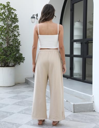 Image of Athlisan Womens Baggy Wide Leg Palazzo Pants Casual Loose Drawstring Elastic Waisted Lounge Trousers with Pockets