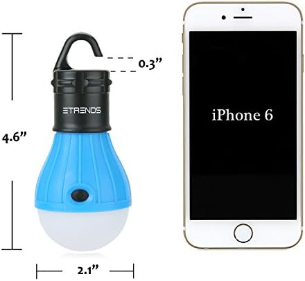 2 Pack E-TRENDS® Portable LED Lantern Tent Light Bulb for Camping Hiking Fishing Emergency Light, Battery Powered Camping Equipment Gear Gadgets Lamp for Outdoor & Indoor, Blue