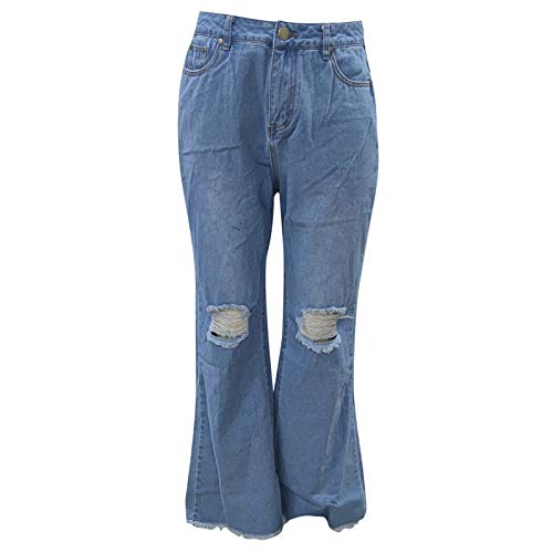 MCILLO Jeans for Teen Girls Casual Wide Leg Jeans Vintage Flare Jeans Denim Pants with Hole Mid Waist Ankle Jeans3