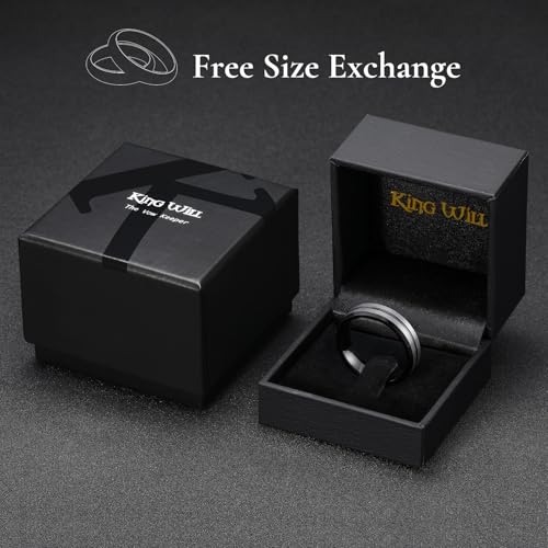 Image of King Will Tungsten Carbide Wedding Band for Men Women-6 /8 /10mm Width Multicolor Available with Grooved Center Wedding Ring Suitable for Work, Gym Comfort Fit Size 4-16