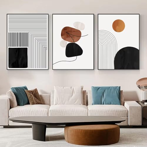 Style géométrique abstrait affiche salon contemporain triptyque 50x70cm - 2