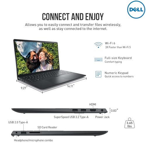 Image of Dell 2023 Newest Inspiron Laptop, 15.6 Inch Display, AMD Ryzen 5 3450U Processor, 16GB RAM, 1TB SSD, AMD Radeon Vega 8 Graphics, Wi-Fi, Webcam, Windows 11 Home in S Mode, Bundle with JAWFOAL