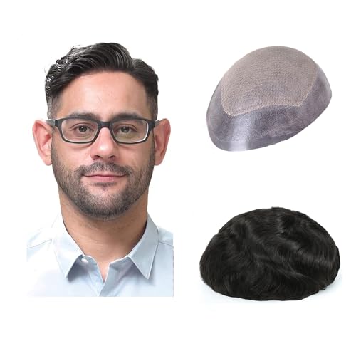 Produktfoto von Lordhair Knotenlos Toupet für Männer, Haut Eben Injiziert Mensch Haar System, Basisgröße 8x10 Zoll Leichte Mittlere&hellip;